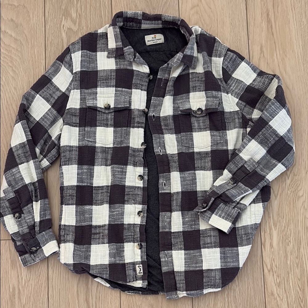 Marine Layer Black and White Plaid Shacket
